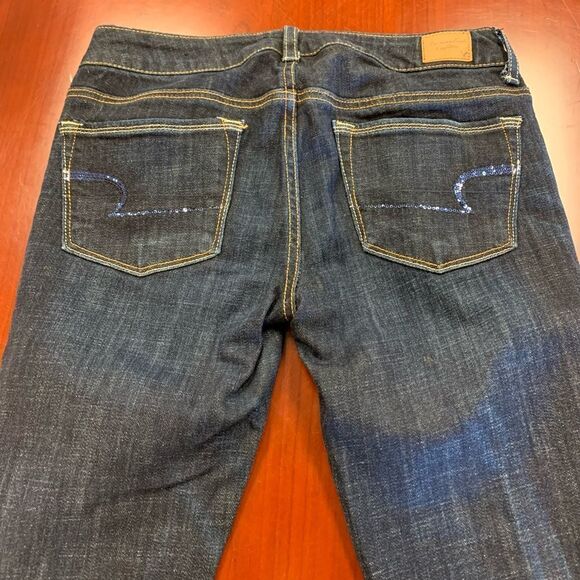 AEO Skinny Kick Sequin Pocket Bootcut Jeans sz 6S - Picture 1 of 6